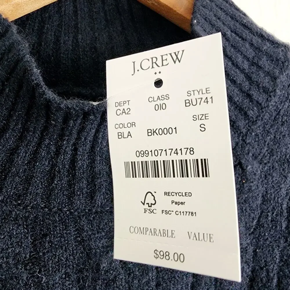 J. Crew Cable Knit Mockneck Sweater in Extra Soft Yarn | Black Size Small